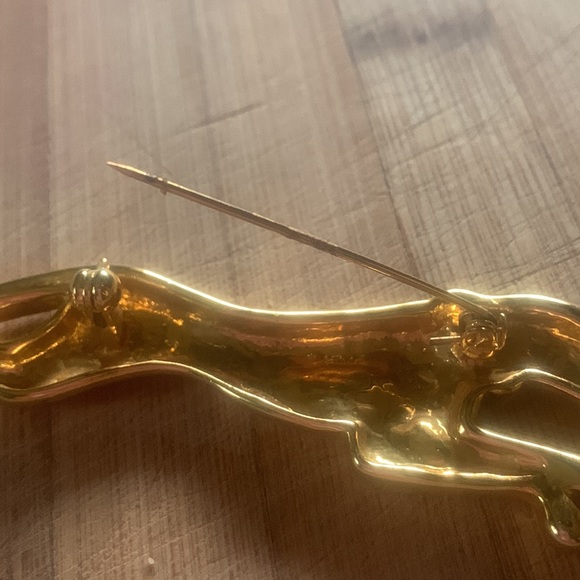 Rhinestone Collar Brass Panther Brooch/Pin - Picture 3 of 6